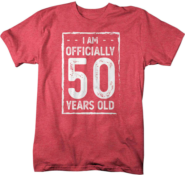 Men's 50th Birthday T-Shirt I Am Officially Fifty Years Old Shirt Gift Idea 50 Birthday Shirts Vintage Fiftieth Tee Shirt Man Unisex-Shirts By Sarah
