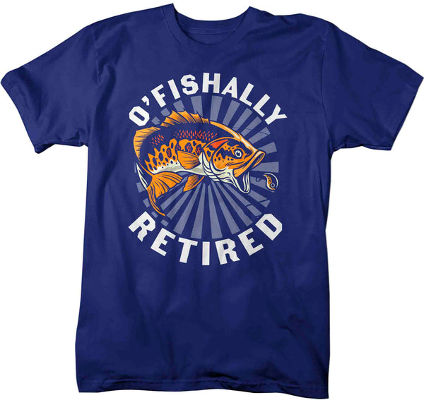 Men's Funny Fishing T-Shirt Ofishally Retired Vintage Shirt Fisherman Gift Humor Bass Fish Tee Unisex Man Graphic Tee-Shirts By Sarah