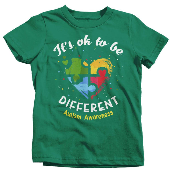 Kids Autism T Shirt Ok To Be Different Autism Shirt Heart Autism Cute Autism Awareness Shirt-Shirts By Sarah
