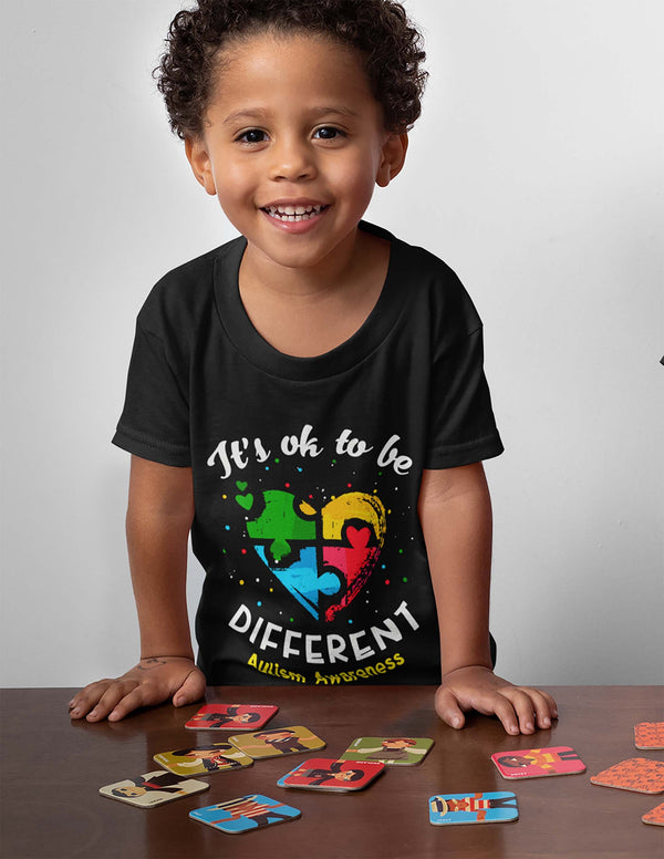 Kids Autism T Shirt Ok To Be Different Autism Shirt Heart Autism Cute Autism Awareness Shirt-Shirts By Sarah