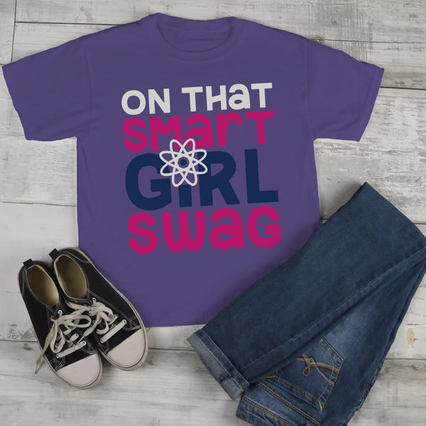 Girl's Funny T shirt Back To School Tee Smart Girl Swag Science Shirts Cute Girls-Shirts By Sarah