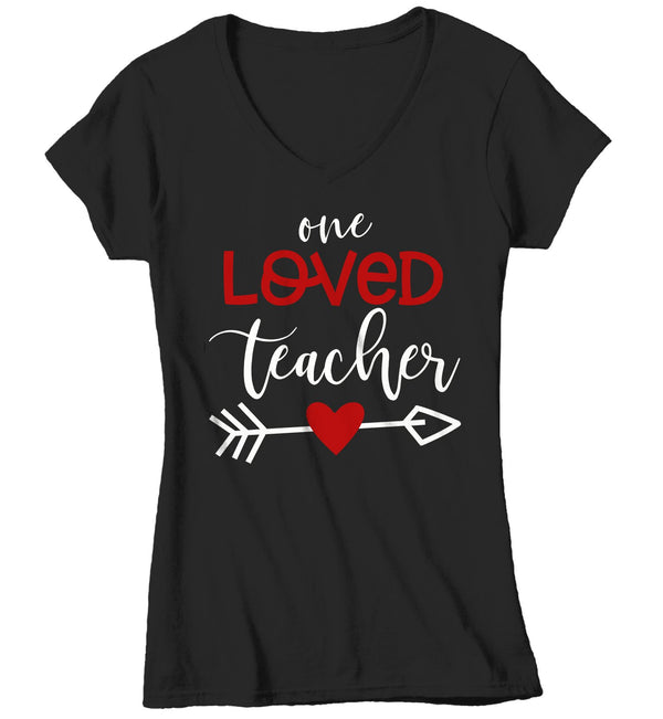 Women's Loved Teacher T Shirt Teacher T Shirts Arrow Valentine's Day Shirts Gift For Teacher Heart Tee TShirt-Shirts By Sarah