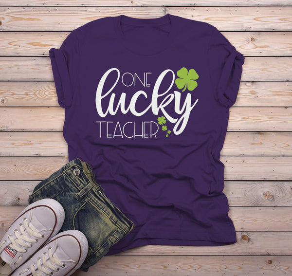 Men's One Lucky Teacher T Shirt St Patrick's Day Tee Lucky Clover Shirts 4 Leaf Clovers St. Pats-Shirts By Sarah