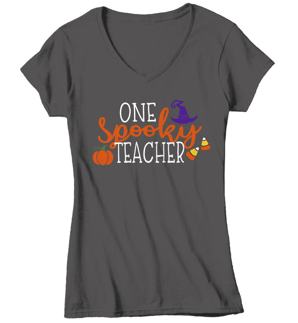 Women's Spooky Teacher T Shirt Halloween Shirt Spooky TShirt Funny Halloween Teacher Shirts Spooky T Shirts-Shirts By Sarah