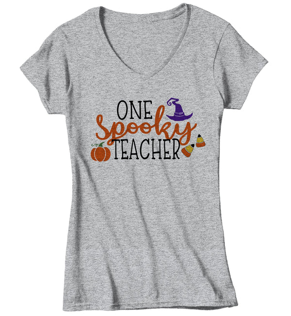 Women's Spooky Teacher T Shirt Halloween Shirt Spooky TShirt Funny Halloween Teacher Shirts Spooky T Shirts-Shirts By Sarah