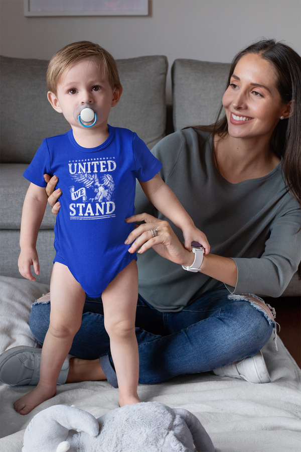 Baby United We Stand Creeper Eagle Shirt USA Patriotic Snap Suit Stars Stripes Bodysuit Boys Girls 4th July Gift Idea-Shirts By Sarah