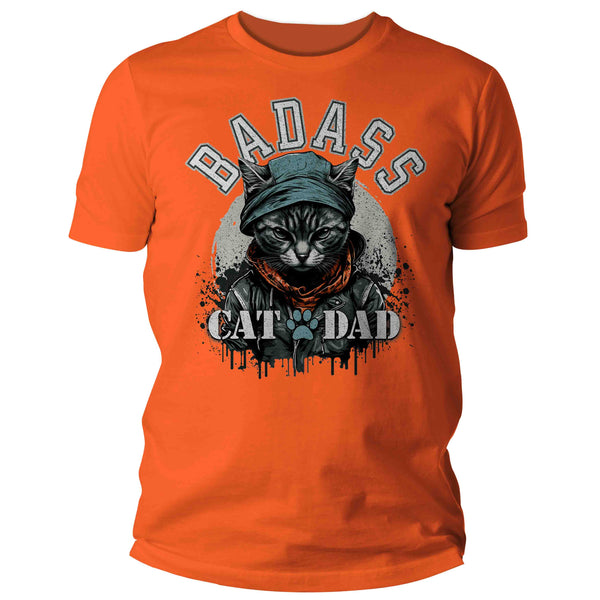 Men's Funny Dad Shirt Badass Cat Dad T Shirt Humor TShirt Father's Day Gift Hipster Kitty Dad Grunge Kitten Graphic Tee Man Unisex-Shirts By Sarah