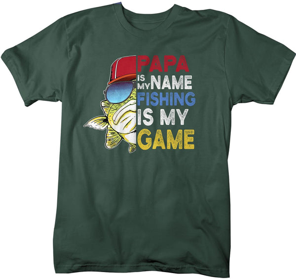 Men's Funny Papa Fishing T Shirt Father's Day Gift Papa Name Fishing Game Shirt Grandpa Shirt Fisherman Gift-Shirts By Sarah