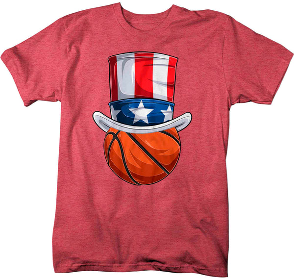 Men's Funny 4th July T Shirt Patriotic Basketball Shirt Patriot Hat USA Memorial Independence Coach Gym Teacher TShirt Gift Tee Unisex Man-Shirts By Sarah