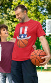 Men's Funny 4th July T Shirt Patriotic Basketball Shirt Patriot Hat USA Memorial Independence Coach Gym Teacher TShirt Gift Tee Unisex Man