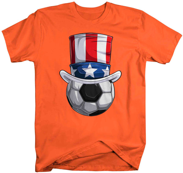 Men's Funny 4th July T Shirt Patriotic Soccer Ball Shirt Patriot Hat USA Memorial Independence Coach Gym Teacher TShirt Gift Tee Unisex Man-Shirts By Sarah