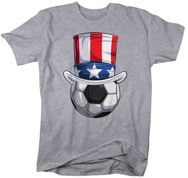 Men's Funny 4th July T Shirt Patriotic Soccer Ball Shirt Patriot Hat USA Memorial Independence Coach Gym Teacher TShirt Gift Tee Unisex Man-Shirts By Sarah