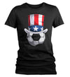 Women's Funny 4th July T Shirt Patriotic Soccer Ball Shirt Patriot Hat USA Memorial Independence Coach Gym Teacher TShirt Gift Tee Ladies