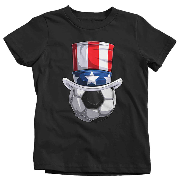 Kids Funny 4th July T Shirt Patriotic Soccer Ball Shirt Patriot Hat USA Memorial Independence Coach Gym Teacher TShirt Gift Tee Unisex Youth-Shirts By Sarah