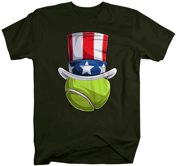 Men's Funny 4th July T Shirt Patriotic Tennis Ball Shirt Patriot Hat USA Memorial Independence Coach Gym Teacher TShirt Gift Tee Unisex Man-Shirts By Sarah