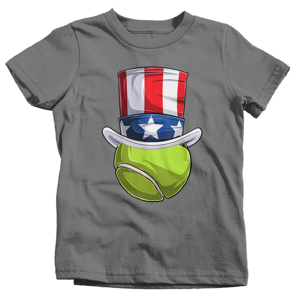 Kids Funny 4th July T Shirt Patriotic Tennis Ball Shirt Patriot Hat USA Memorial Independence Coach Gym Teacher TShirt Gift Tee Unisex Youth-Shirts By Sarah