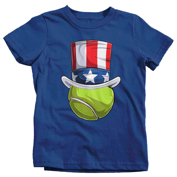 Kids Funny 4th July T Shirt Patriotic Tennis Ball Shirt Patriot Hat USA Memorial Independence Coach Gym Teacher TShirt Gift Tee Unisex Youth-Shirts By Sarah