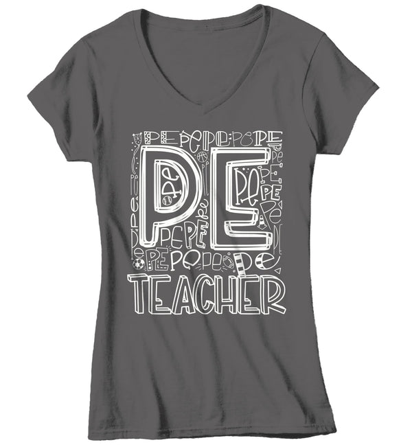 Women's PE Teacher T Shirt Phys Ed Typography T Shirt Cute Back To School Shirt Physical Education Teacher Gift Shirts-Shirts By Sarah
