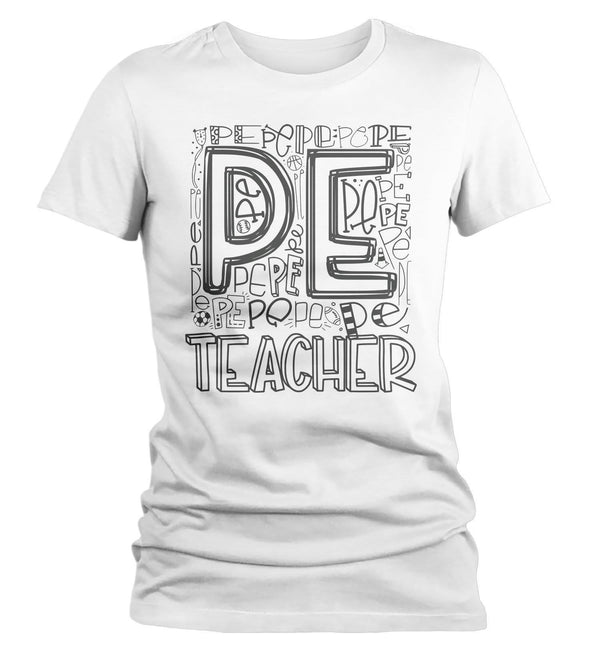 Women's PE Teacher T Shirt Phys Ed Typography T Shirt Cute Back To School Shirt Physical Education Teacher Gift Shirts-Shirts By Sarah