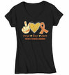 Women's V-Neck Multiple Sclerosis T Shirt Peace Love Cure MS Shirt Orange Ribbon T Shirt Inspirational MS Shirt