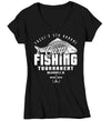 Women's V-Neck Fishing T-Shirt Fisherman Carp Fishing Tee Shirt Custom Personalized Tournament Fish Trip Vacation Mother's Day Gift Ladies