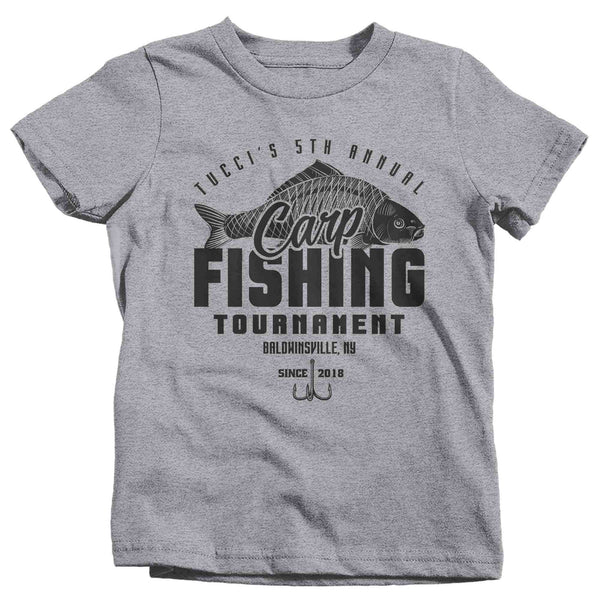 Kids Fishing T-Shirt Fisherman Carp Fishing Tee Shirt Custom Personalized Tournament Fish Trip Vacation Gift Unisex Boy's Girl's-Shirts By Sarah