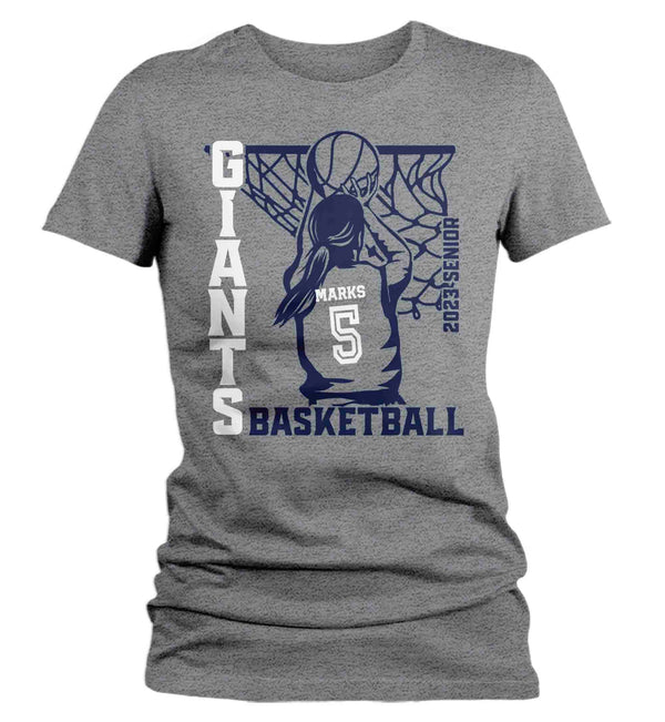 Women's Personalized Basketball Team Shirt Ball Tee Female Player Ladies Girls T Shirt Custom Mom Dad TShirt Custom Woman Shirts Gift-Shirts By Sarah