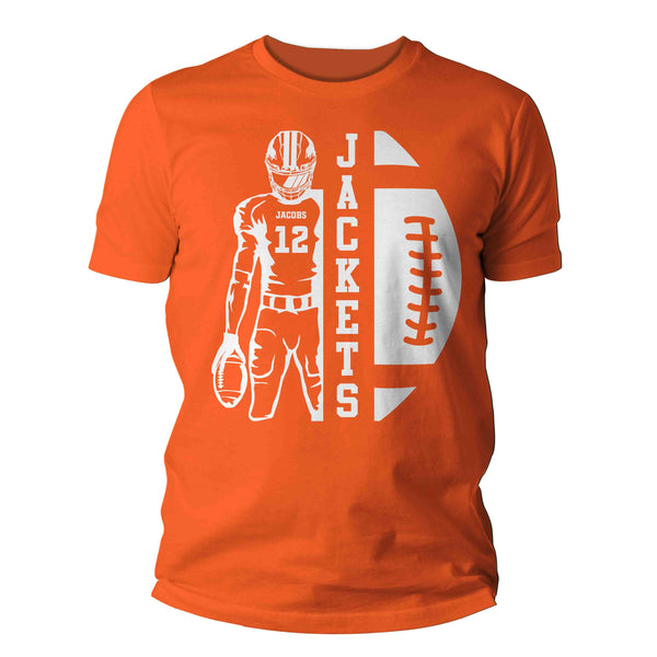 Men's Personalized Football T Shirt Custom Football Lineman Player Dad Mom Team Highschool Senior T Shirt Personalized Mascot Shirts-Shirts By Sarah