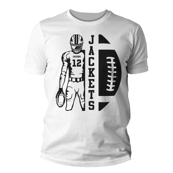Men's Personalized Football T Shirt Custom Football Lineman Player Dad Mom Team Highschool Senior T Shirt Personalized Mascot Shirts-Shirts By Sarah