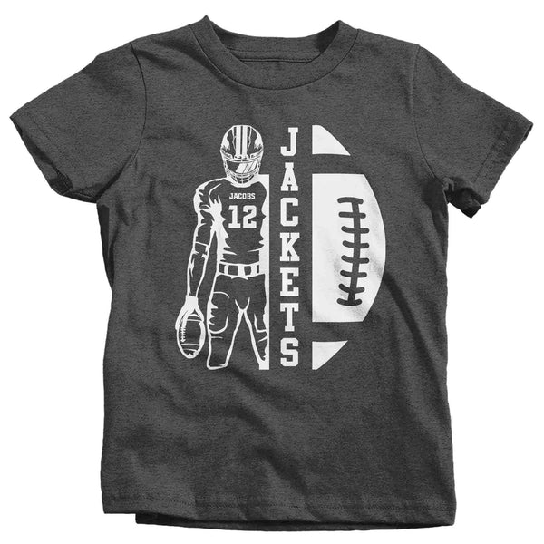 Kids Personalized Football T Shirt Custom Football Lineman Player Dad Mom Team Highschool Senior T Shirt Mascot Shirts Youth Unisex-Shirts By Sarah