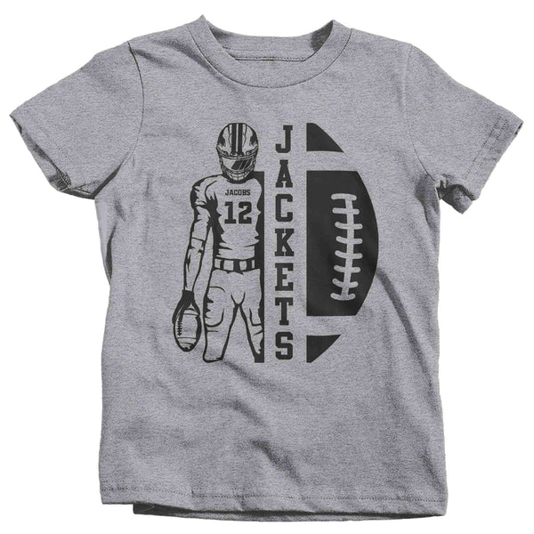 Kids Personalized Football T Shirt Custom Football Lineman Player Dad Mom Team Highschool Senior T Shirt Mascot Shirts Youth Unisex-Shirts By Sarah