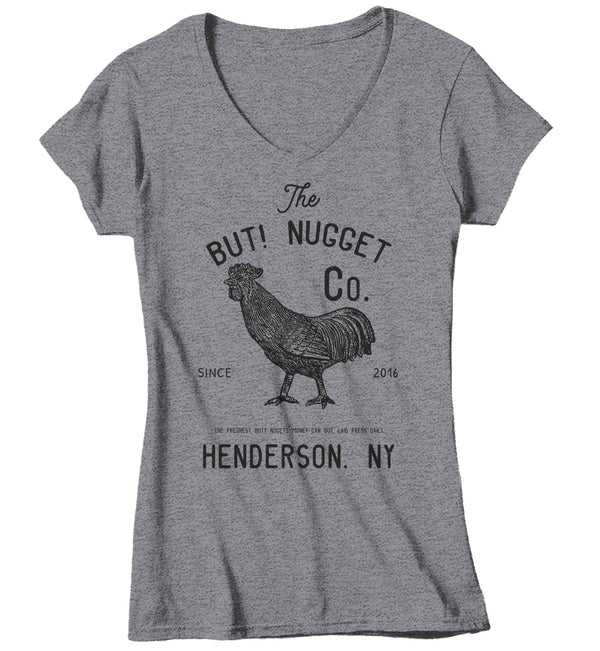 Women's V-Neck Personalized Farm T Shirt Vintage Chicken Shirt Farmer Gift Idea Custom Hen Eggs Shirt Homestead Shirts Customized TShirt Ladies-Shirts By Sarah