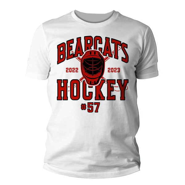 Men's Personalized Hockey Shirt Custom Hockey Dad T Shirt Helmet Goalie Personalized Hockey TShirt Custom Unisex Shirts Gift Idea Tee-Shirts By Sarah
