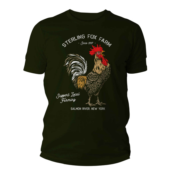 Men's Personalized Farm T Shirt Vintage Rooster Shirt Farmer Gift Idea Custom Chicken Shirt Homestead Shirts Customized TShirt Unisex Man-Shirts By Sarah