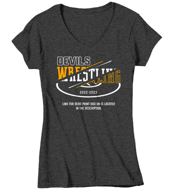 Women's V-Neck Wrestling Team Shirt Personalized Wrestler Tee Streetwear Highschool T Shirt Personalized Mom Aunt TShirt Custom Ladies Shirts Gift-Shirts By Sarah