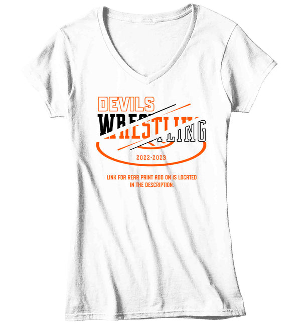 Women's V-Neck Wrestling Team Shirt Personalized Wrestler Tee Streetwear Highschool T Shirt Personalized Mom Aunt TShirt Custom Ladies Shirts Gift-Shirts By Sarah