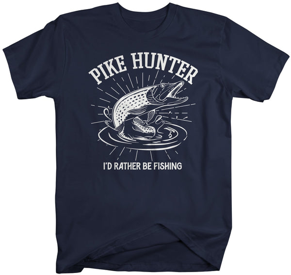 Men's Pike Hunter Fishing Shirt Pike Fishing T-Shirt Rather Be Fishing Shirts Gift Ideas Fisherman Tee-Shirts By Sarah