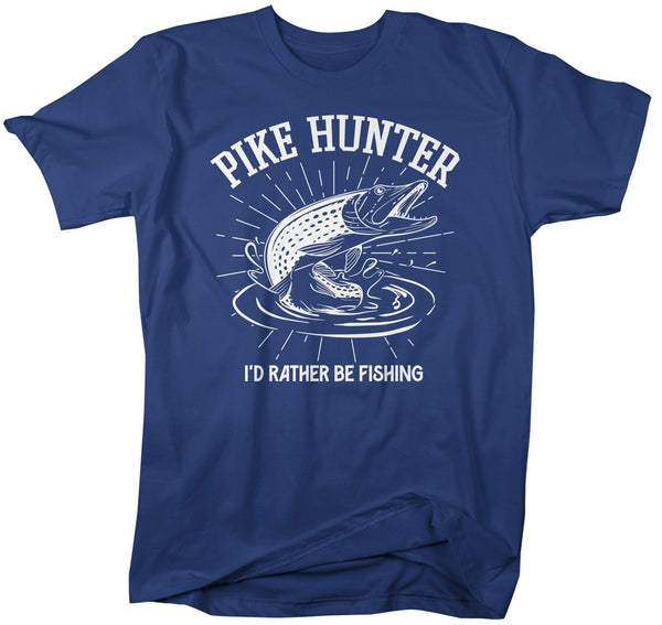 Men's Pike Hunter Fishing Shirt Pike Fishing T-Shirt Rather Be Fishing Shirts Gift Ideas Fisherman Tee-Shirts By Sarah