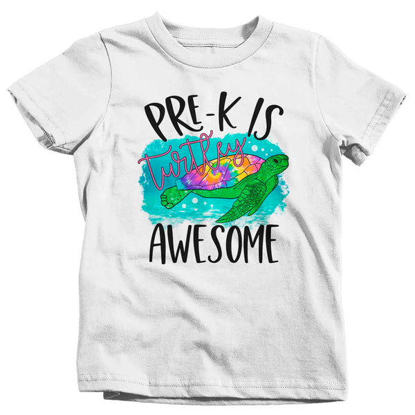 Kids Pre-K Shirt Sea Turtle Awesome T Shirt Turtley Grade PreK Tie Die Rainbow Hippie Retro Boho Cute Tee Unisex Back To School-Shirts By Sarah