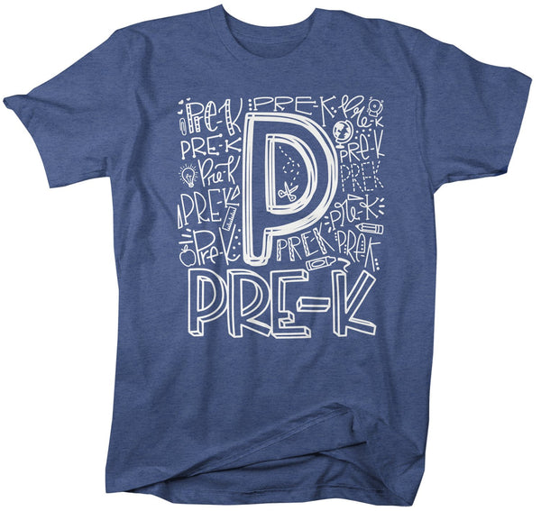 Men's Pre-K Teacher T Shirt Pre-K Typography T Shirt Cute Back To School Shirt Prek Teacher Gift Shirts-Shirts By Sarah