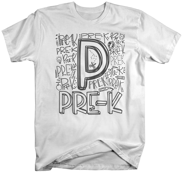 Men's Pre-K Teacher T Shirt Pre-K Typography T Shirt Cute Back To School Shirt Prek Teacher Gift Shirts-Shirts By Sarah