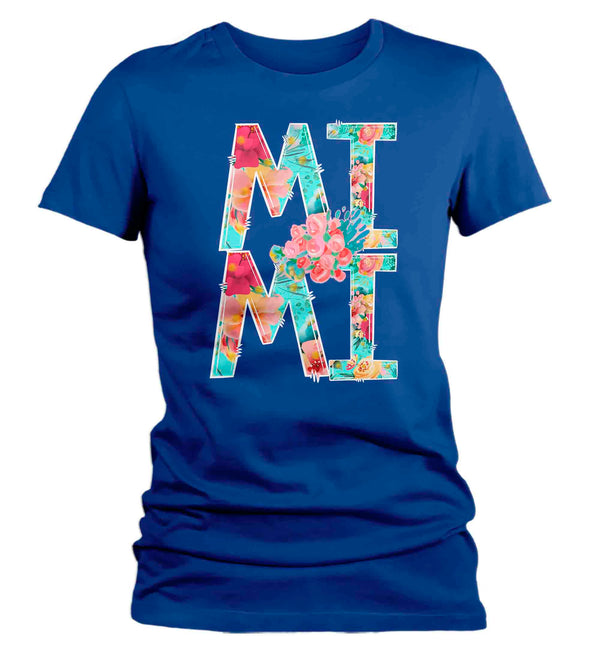 Women's Pretty Mimi Shirt Mother's Day Gift Shirt For Mimi Floral Boho Grandma gift Tee Gift For Mimi Flowers Ladies V-Neck-Shirts By Sarah