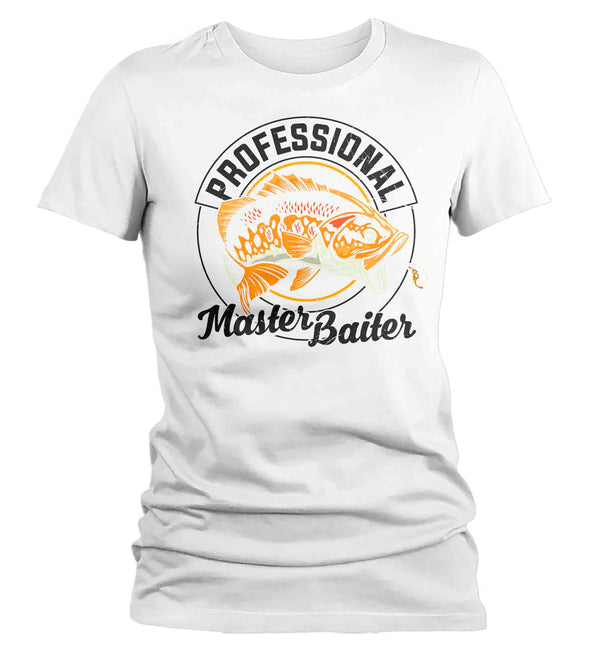 Women's Funny Fishing T-Shirt Professional Master Baiter Vintage Shirt Fisherman Gift Humor Bass Fish Tee Ladies Graphic Tee-Shirts By Sarah