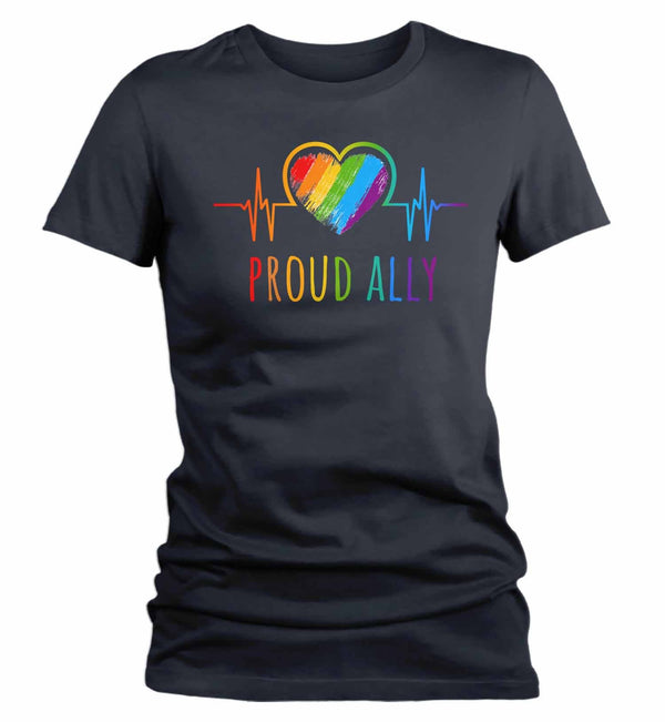 Women's Proud Ally LGBT T Shirt LGBT Support Shirt Friends Heart Shirts Inspirational LGBT Shirts Gay Support Tee-Shirts By Sarah