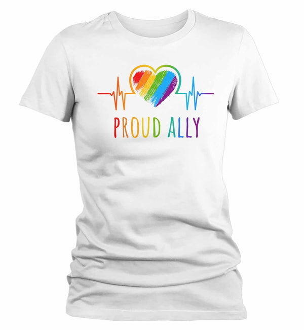 Women's Proud Ally LGBT T Shirt LGBT Support Shirt Friends Heart Shirts Inspirational LGBT Shirts Gay Support Tee-Shirts By Sarah