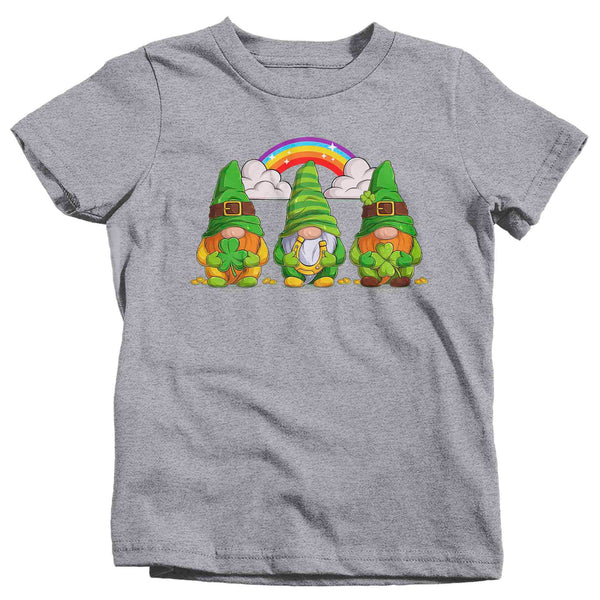 Kids Funny St. Patrick's Day Shirt Gnome T Shirt Rainbow Cute Luck Lucky Gift Saint Patricks Irish Green Boy's Girl's Graphic Tee-Shirts By Sarah