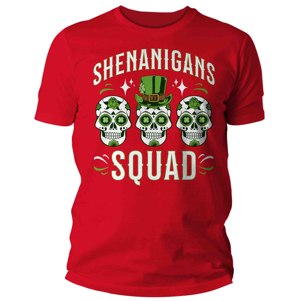 Men's Funny Shenanigans Squad Shirt St. Patrick's Day T Shirt Sugar Skull Grunge Tshirt Graphic Tee Streetwear Man Unisex-Shirts By Sarah