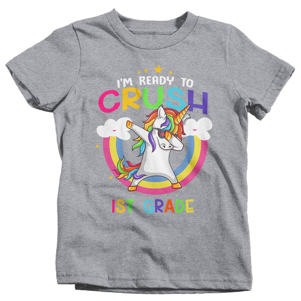 Kids 1st Grade T Shirt First Grade Shirt Girl's Crush 1st Grade Unicorn Shirt Cute Back To School Shirt Dabbing Unicorn Shirt-Shirts By Sarah