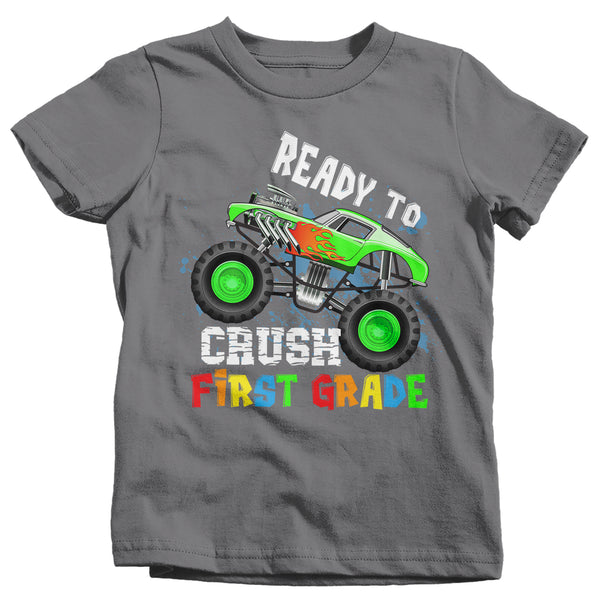 Kids First Grade T Shirt 1st Grade Shirt Boy's Crush 1st Grader Car Shirt Cute Back To School Shirt Cool Truck Shirt-Shirts By Sarah