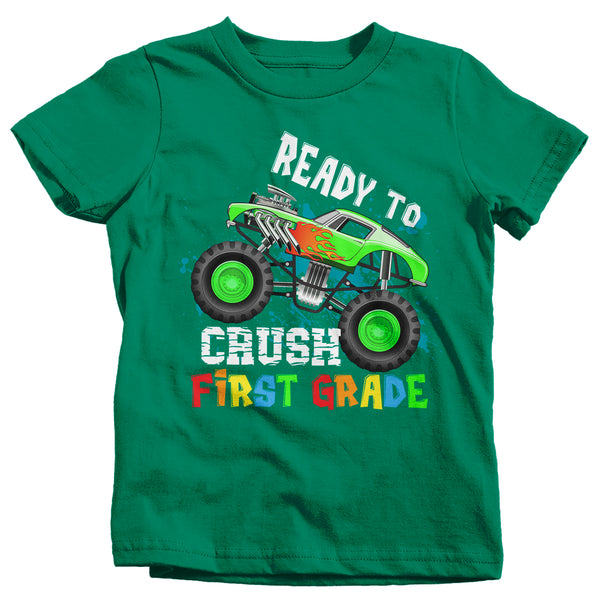 Kids First Grade T Shirt 1st Grade Shirt Boy's Crush 1st Grader Car Shirt Cute Back To School Shirt Cool Truck Shirt-Shirts By Sarah